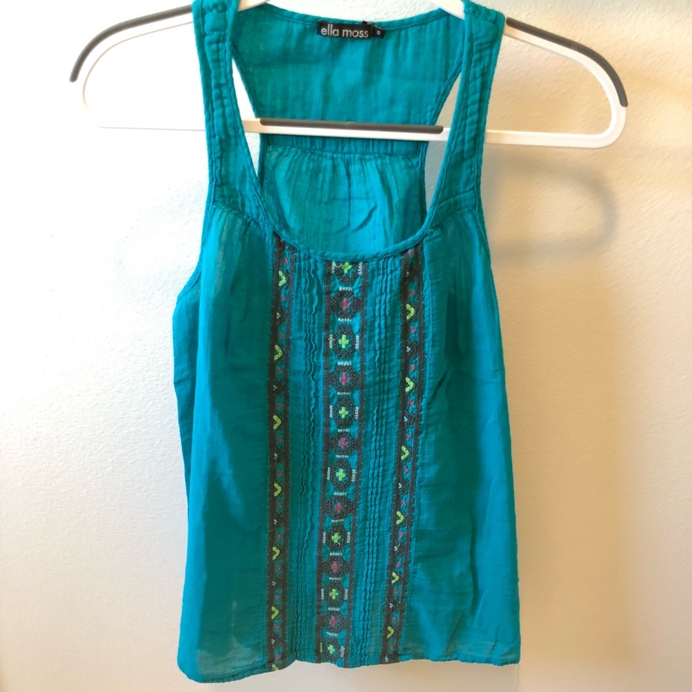 Ella Moss blue embroidered tank top